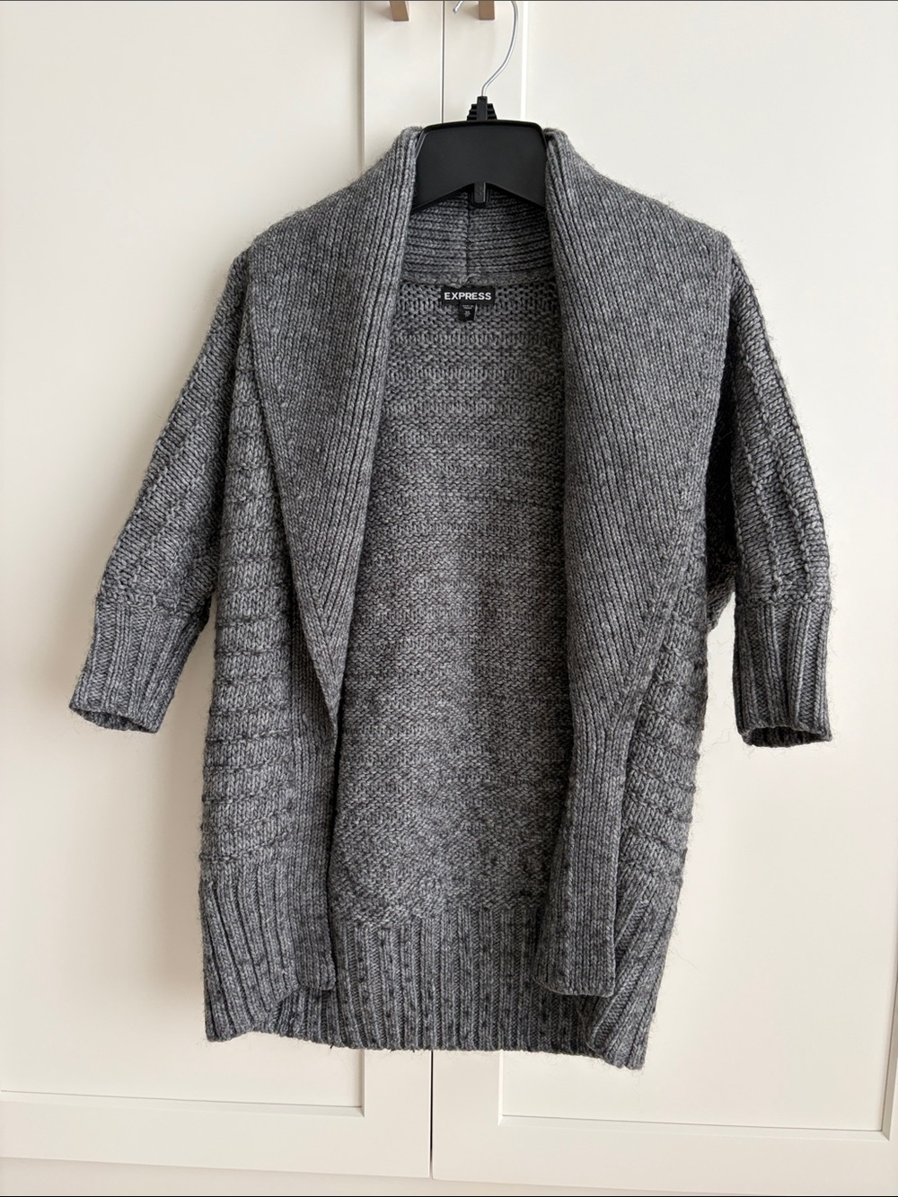 Express Charcoal Gray Open-Front Wool Blend Cardigan - Sz XS